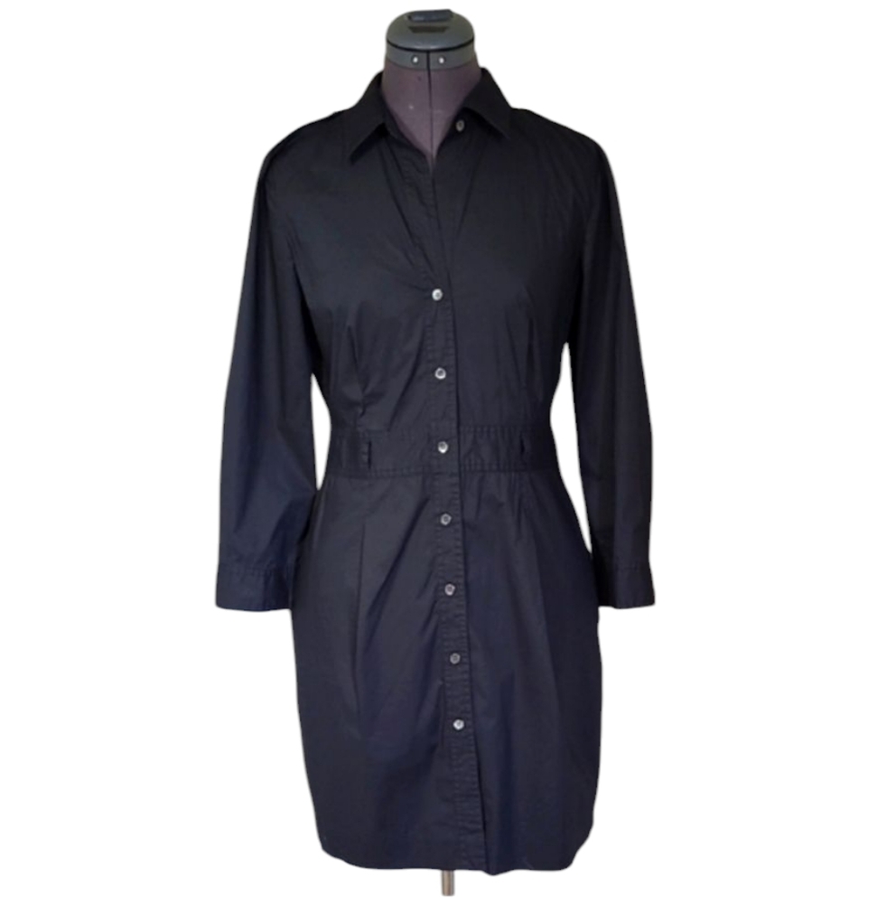 Theory Cotton Dress Black Shirt Dark Academia Quiet Luxury Fall